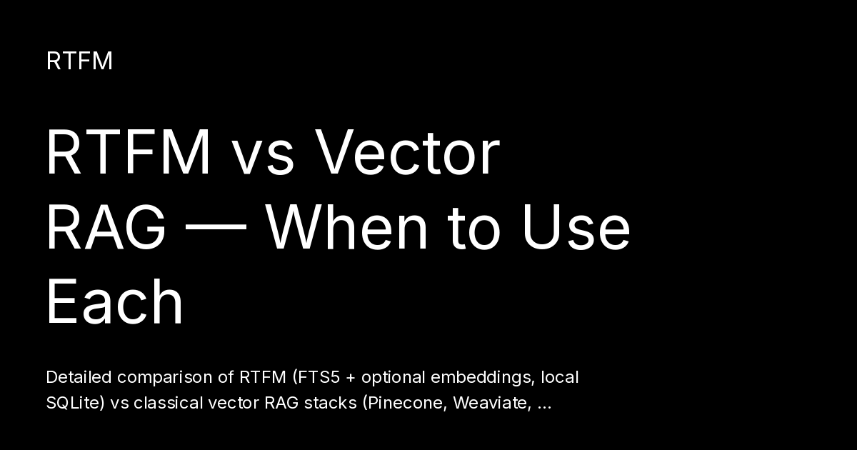 26509 Rag RTFM vs Vector RAG — When to Use Each - RTFM